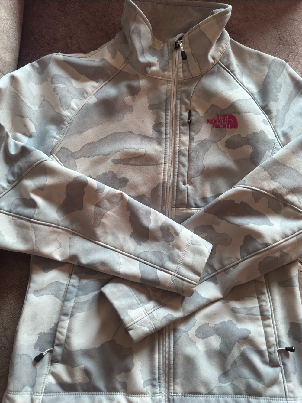 The North Face Women’s Gray Camo Softshell Jacket